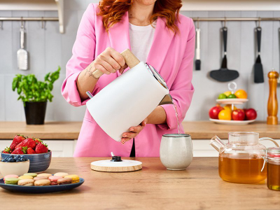 Ibrik elektrik Lafe Scandi PRO, 1.7L, 2200W, i bardhë inox