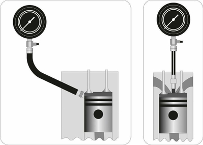 Manometër kompresioni diesel Yato YT-73072, deri 70 bar, set profesional, i kuq