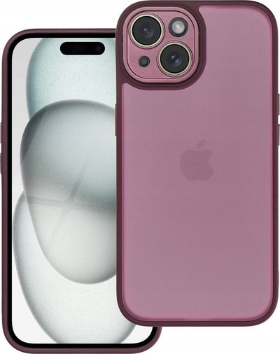 Kapak silikoni Variete për iPhone 15, anët TPU, mbrapa transparente, vjollcë