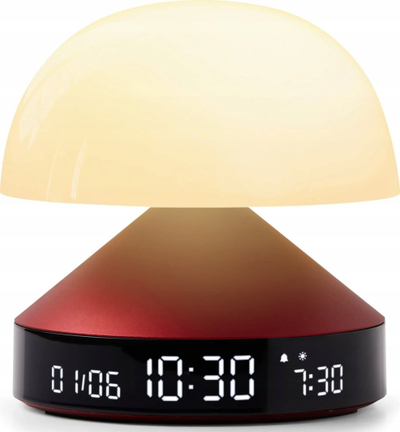 Llambë tavoline Lexon Mina Sunrise, alarm ore, LED, e kuqe