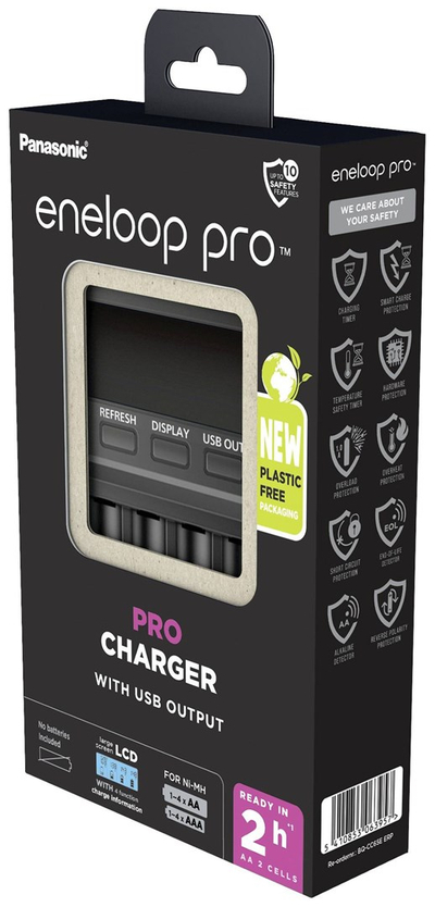Karikues baterish Panasonic Eneloop Pro BQ-CC65, LCD, USB, i zi