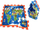 Puzzle dyshemeje hartë bote, 9 copa, blu verdhë