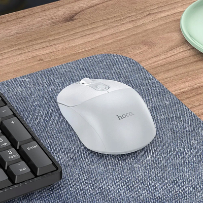 Maus wireless Hoco GM28, 2.4G, optik, gri me të bardhë