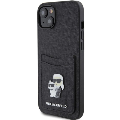 Husë Karl Lagerfeld KLHCP15SSAPKCNPK për iPhone 15 6.1", Saffiano Cardslot, e zezë