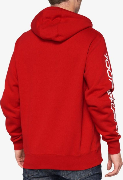 Bluza me kapuç 100% Syndicate Hooded Zip Sweatshirt, për burra, madhësia L, e kuqe Chili Pepper