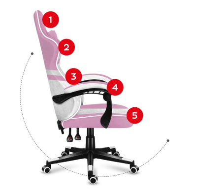 Karrige gaming Huzaro Force 4.4 Pink Mesh, ergonomike, mban deri 130 kg, rozë me të bardhë