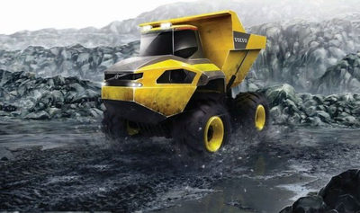 Kamion lodër me telekomandë Maisto Tech Volvo Rock Hauler, 2.4GHz, 35cm, verdhë me të zezë