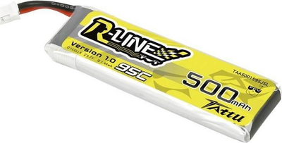 Bateri LiPo Tattu R-Line Version 1.0, 500mAh, 3.7V 95C, e verdhë