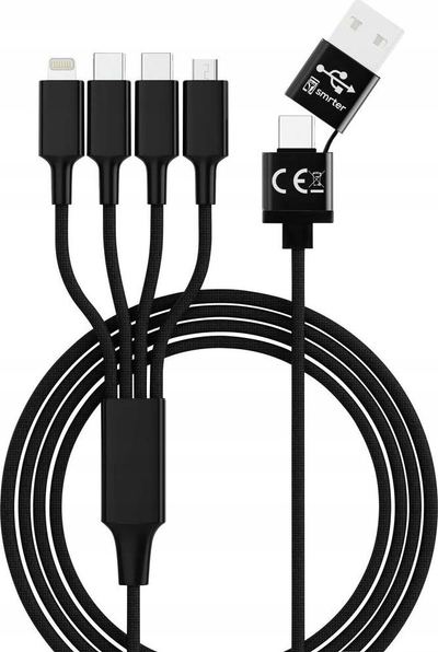 Kabllo karikimi Smrter Hydra Elite 6in1, USB C, 1.2m, najlon, e zezë