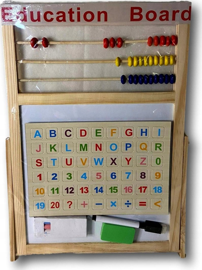 Tabelë magnetike edukative me shkronja dhe numra, kornizë druri, me marker, shumëngjyrëshe
