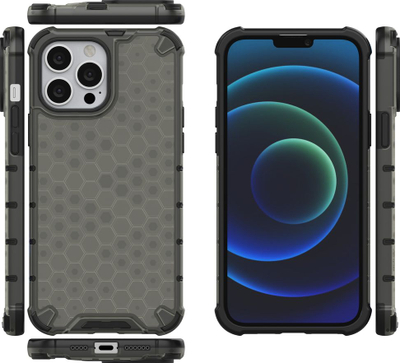 Kapak telefoni Hurtel Case Honeycomb për iPhone 13 Pro Max, mbrojtës hibrid, i zi