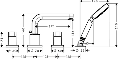 Rubinet vaskë Hansgrohe Metris S 31443000, për montim në buzë vaske, krom