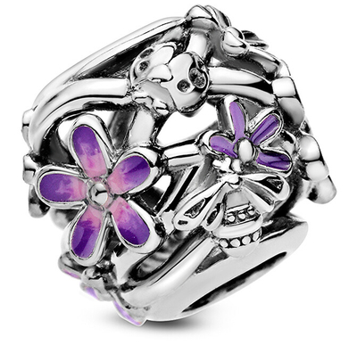 Rruazë për byzylyk Pandora Purple Daisy 798772C02, e argjendtë/vjollcë