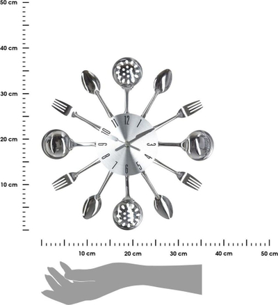 Orë muri Atmosphera Cutlery, 38 cm, metal, argjendi