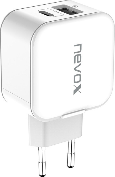 Karikues muri Nevox 1760, Quick Charge 3.0, USB dhe USB C, i bardhë