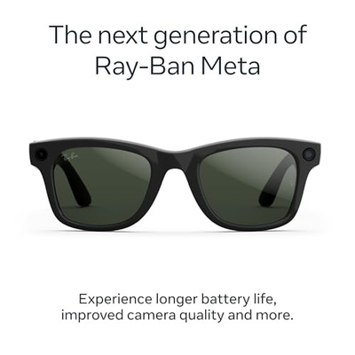 Syze të mençura Ray Ban Meta Wayfarer Gen 2, Transitions Graphite Green, madhësia 53, kornizë e zezë me shkëlqim