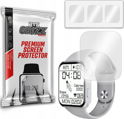 Mbrojtës ekrani GrizzGlass Hydrogel Film për Apple Watch Series 7, set me 3 copë, transparent
