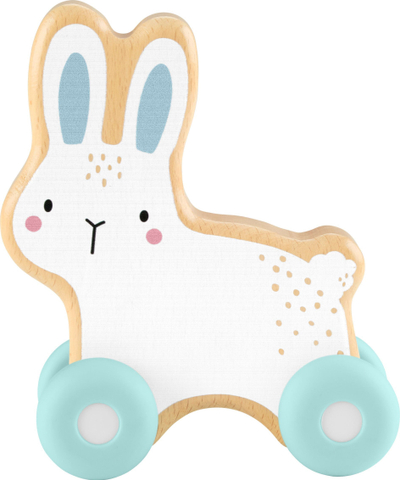 Lodër druri shtytëse Fisher-Price Push-Along Bunny, për foshnja 6+ muajsh, zhvillim motorik, shumëngjyrëshe