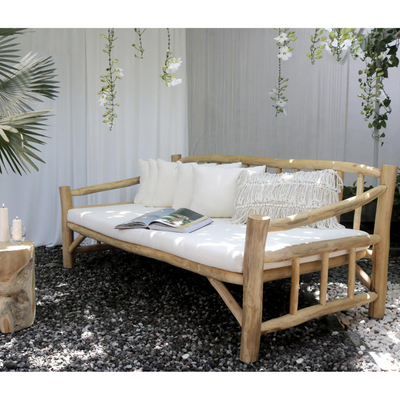 Sofa Torc druri teak natyral–e bardhë 210×100×80 cm (HM9339), bardhë