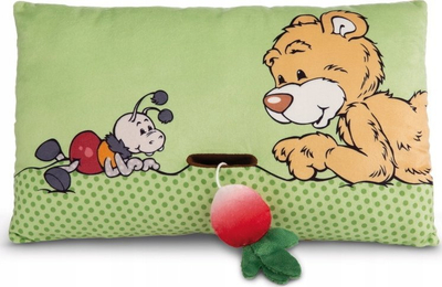 Jastëk lodër Nici Teddy Mielo, pelush 43 cm, me motiv kopshti, jeshil
