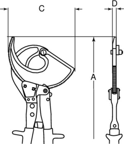 Prerës kabllosh Bahco 2805-280, mekanizëm ratchet, 280mm, i kuq