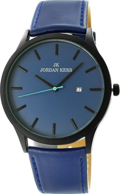 Orë burrash Jordan Kerr L1026-3, mekanizëm kuarc, rezistente ndaj ujit 3 Bar, e zezë blu