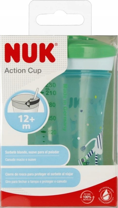 Gotë NUK Cup Active, 230ml, për fëmijë 12+, shumëngjyrëshe