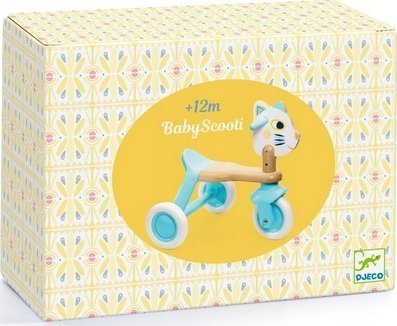 Tricikël lodër Djeco BabyScooti, për bebe 12m+, dru dhe plastikë, blu