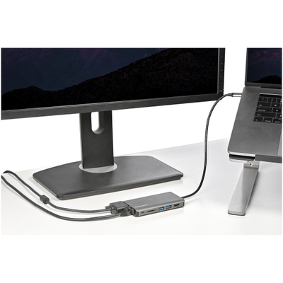 Përshtatës shumëportësh Startech, USB-C, HDMI/VGA, 100W, gri