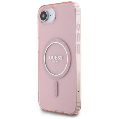Футрола Guess MagSafe за iPhone 16e, TPU поликарбонат, со прстен MagSafe, розова