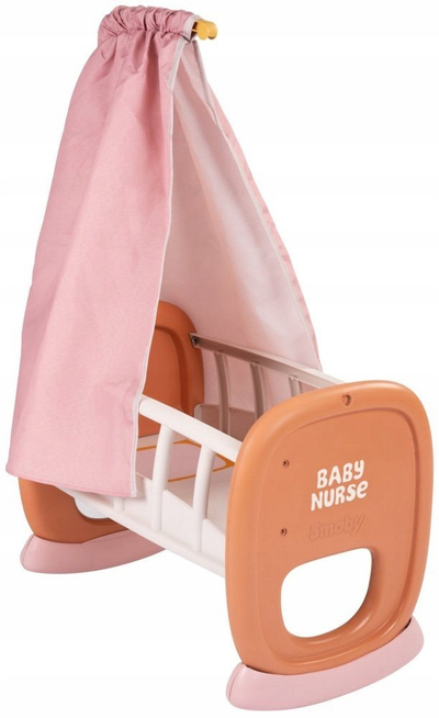 Djep lodër për kukulla Smoby Baby Nurse, me tendë, për kukulla deri 42 cm, rozë