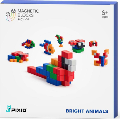Lodër magnetike Pixio Bright Animals Story, 90 blloqe, me ngjyra