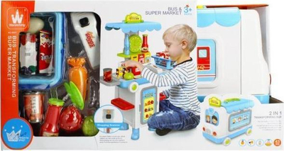 Lodër supermarket MEGA CREATIVE Bus 2n1, 43 pjesë, me drita edhe me zë, shumëngjyrëshe