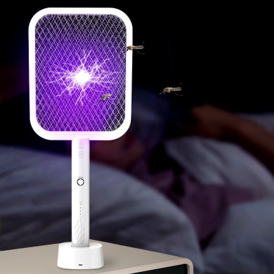 Raketë elektrike kundër insekteve Mozos ML-138P, llambë UV kundër mushkonjave, me bateri të rikarikueshme, e bardhë