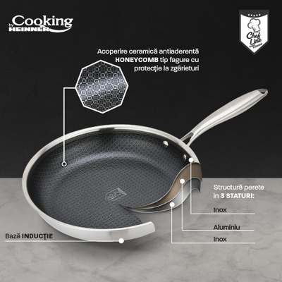 Tigan Heinner Titanium Cooking, 28 cm, çelik inox, argjendtë