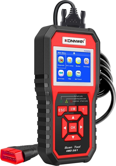 Skanner diagnostikues OBD2 Konnwei KW850, ekran LCD, port OBD2, i zi