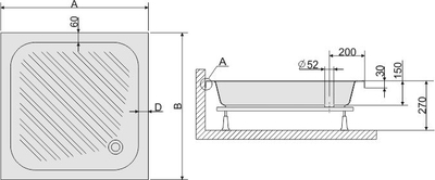 Kadë dushi akril Sanplast Classic B/CL, 80x80x15 cm, katrore, e bardhë