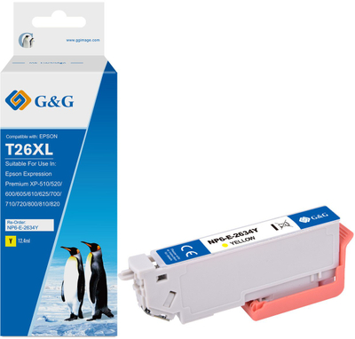Kartutxhë boje G&amp;G Compatible Epson C13T26344010, e verdhë