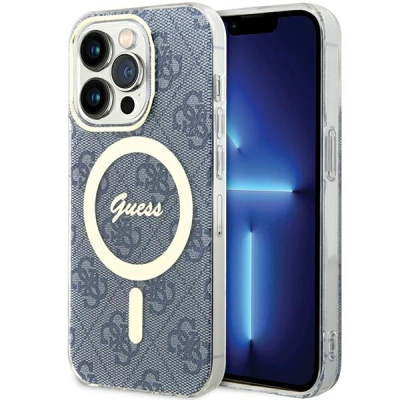 Futrollë Guess IML 4G MagSafe për iPhone 15 Pro, 6.1", blu