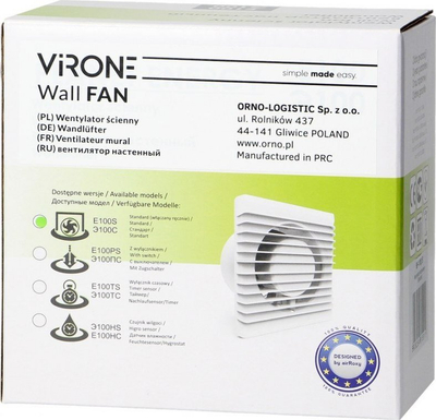 Ventilator banjoje Orno 100mm, montim sipërfaqe, kabllo me çelës, i bardhë