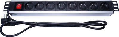 Panel rryme PremiumCord për rack 19", 1.5U, i zi