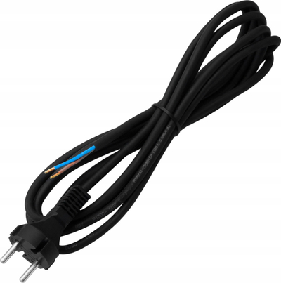 Kabllo për pajisje elektrike Connection S-8, 3m, 2x1 mm², me mantel gome, e zezë