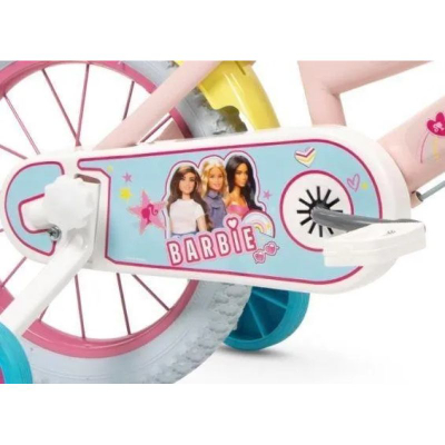 Bicikletë për kalamoj Toimsa Barbie, 12", me rrota ndihmëse, shumëngjyrëshe
