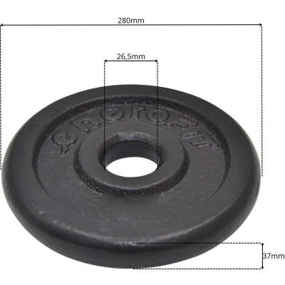 Disk peshe Sportop, 10 kg, gize, vrimë 28 mm, i zi