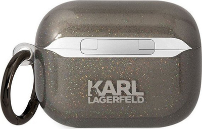 Mbulesë Karl Lagerfeld KLAPHNKCTGK për AirPods Pro, koleksioni Glitter Karl dhe Choupette, e zezë me shkëlqim