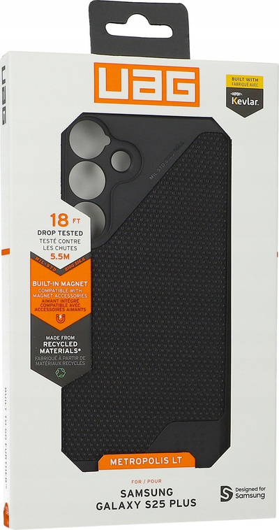 Kapak telefoni UAG Metropolis LT për Galaxy S25 Plus, me magnet, Kevlar i zi