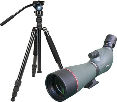 Kit teleskop Focus Viewmaster ED 16-48x65 me tripod Sirui Traveler 7VA