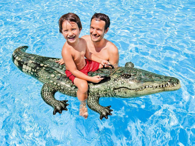 Lodër fryrëse pishine Intex Realistic Crocodile Gator, me doreza, jeshile