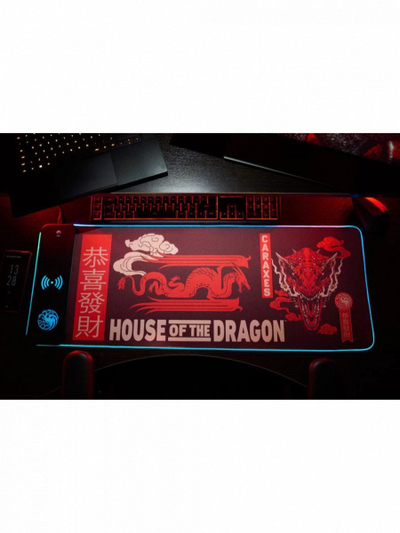 Подлога за глушец гејминг House of Dragons XXL, RGB, безжично полнење, црна