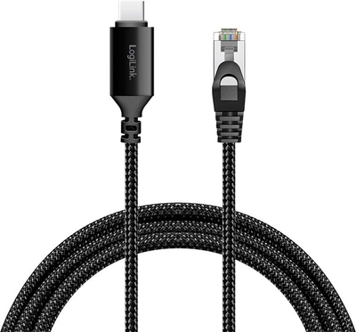 Kabllo rrjeti LogiLink CU0416, USB C në RJ45, Cat6 S FTP, 10m, i zi
